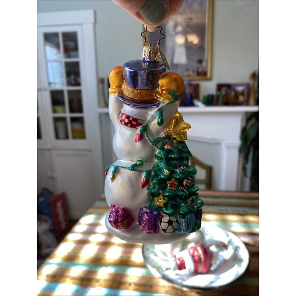 Christopher Radko Snowman Glowman Glass Christmas Tree 5 in Blown Ornament - Picture 9 of 15